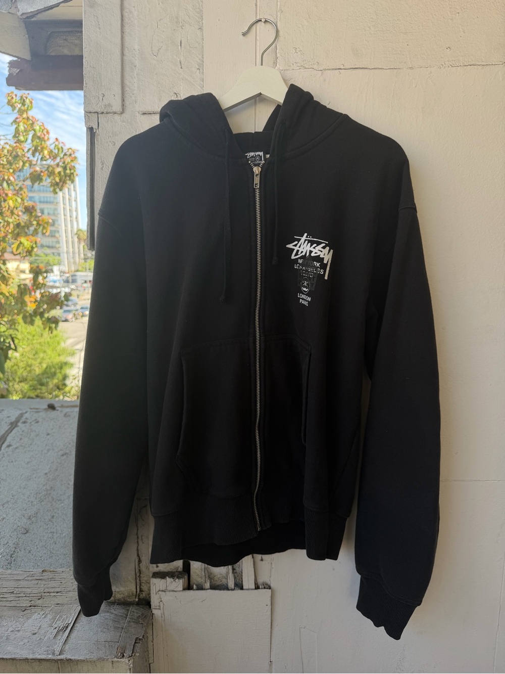 Stüssy x Dover Street Market black zip up hoodie